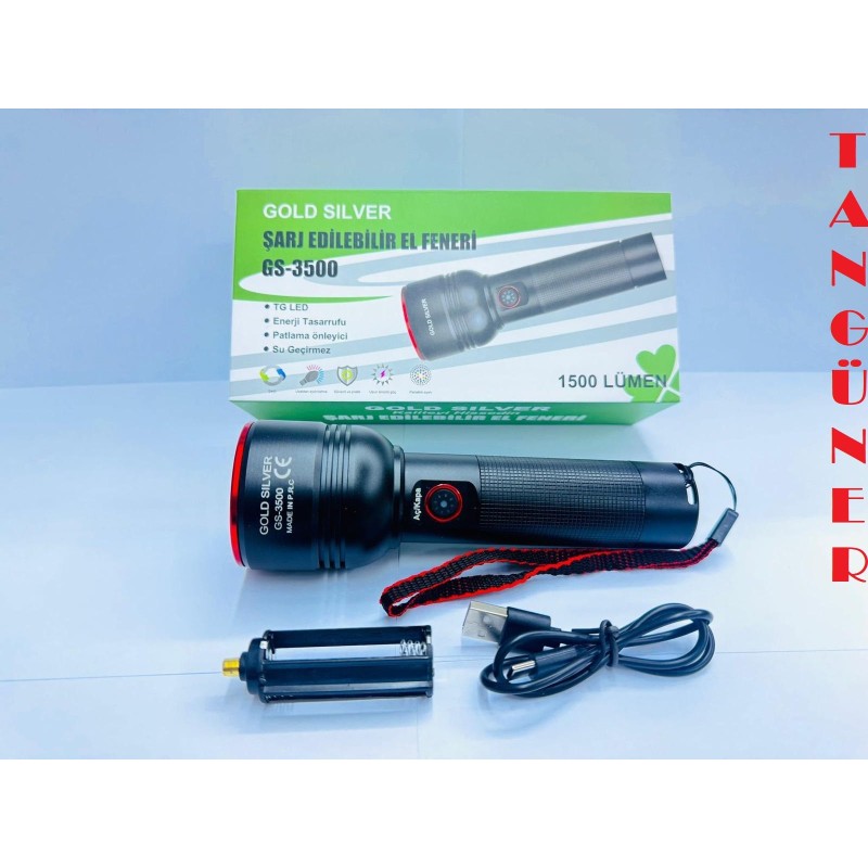 Gold Silver GS-3500 TG Led Şarj Edilebilir El Feneri - TANGÜNER