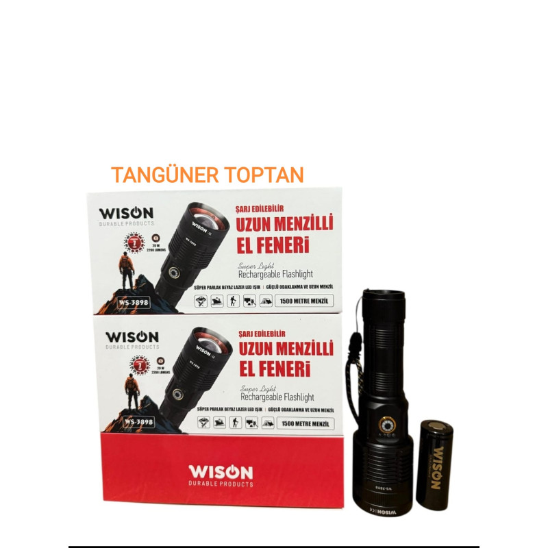 Wison Ws-3898 20W 2200 Lümen Şarjlı El Feneri - TANGÜNER