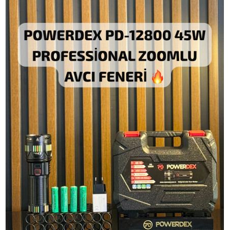 Powerdex PD-12800 45W 4500 Lümen Profesyonel Zoomlu Avcı Feneri
