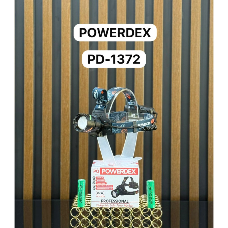 Powerdex PD-1372 25W Profesyonel Şarjlı Kafa Feneri TANGÜNER