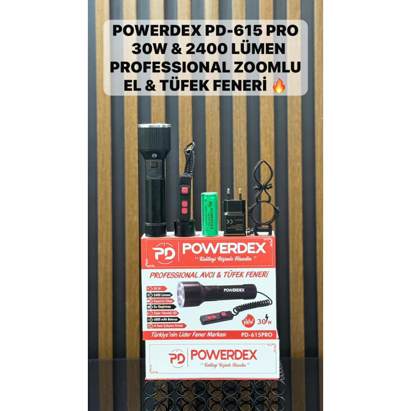 Powerdex Pd-615 Pro 30W & 2400 Lümen El & Tüfek Avcı Feneri