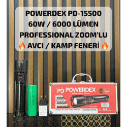 Powerdex PD-15500 60W 6000 Lümen Profesyonel Zoomlu Avcı Feneri - TANGÜNER