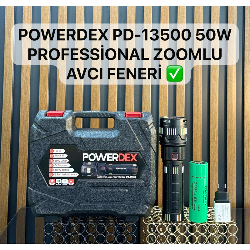 Powerdex PD-13500 50W 5000 Lümen Profesyonel Zoomlu Avcı Feneri - TANGÜNER