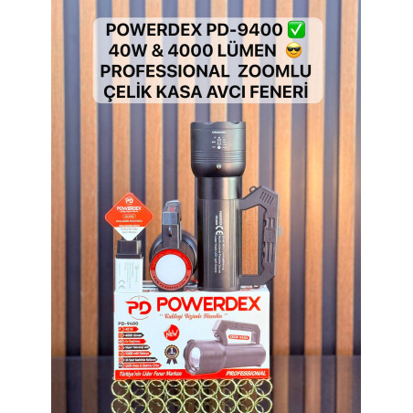 Powerdex PD-9400 40W 4000 Lümen Profesyonel Zoomlu Çelik Kasa Avcı Feneri - TANGÜNER