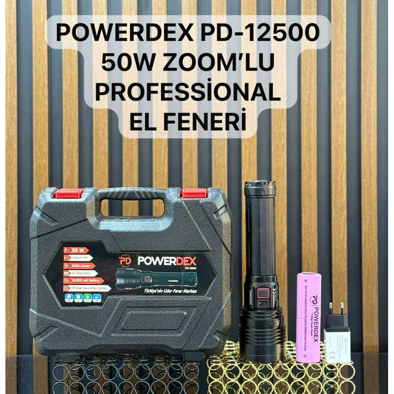Powerdex PD-12500 50W 5000 Lümen Profesyonel Zoomlu Avcı Feneri - TANGÜNER