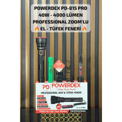 Poverdex PD-815 PRO 40W 4000 Lümen Profesyonel Zoomlu El - Tüfek Feneri - TANGÜNER